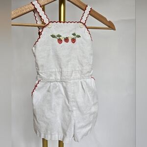 Polo by Ralph Lauren White Romper with Red Trim & Strawberry Embroidery